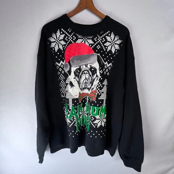 BAG HUM PUG Sweater Size XLarge Christmas Black Long Sleeve - Picture 2 of 7